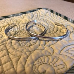 Two Sterling Silver Thin Bangle Bracelets